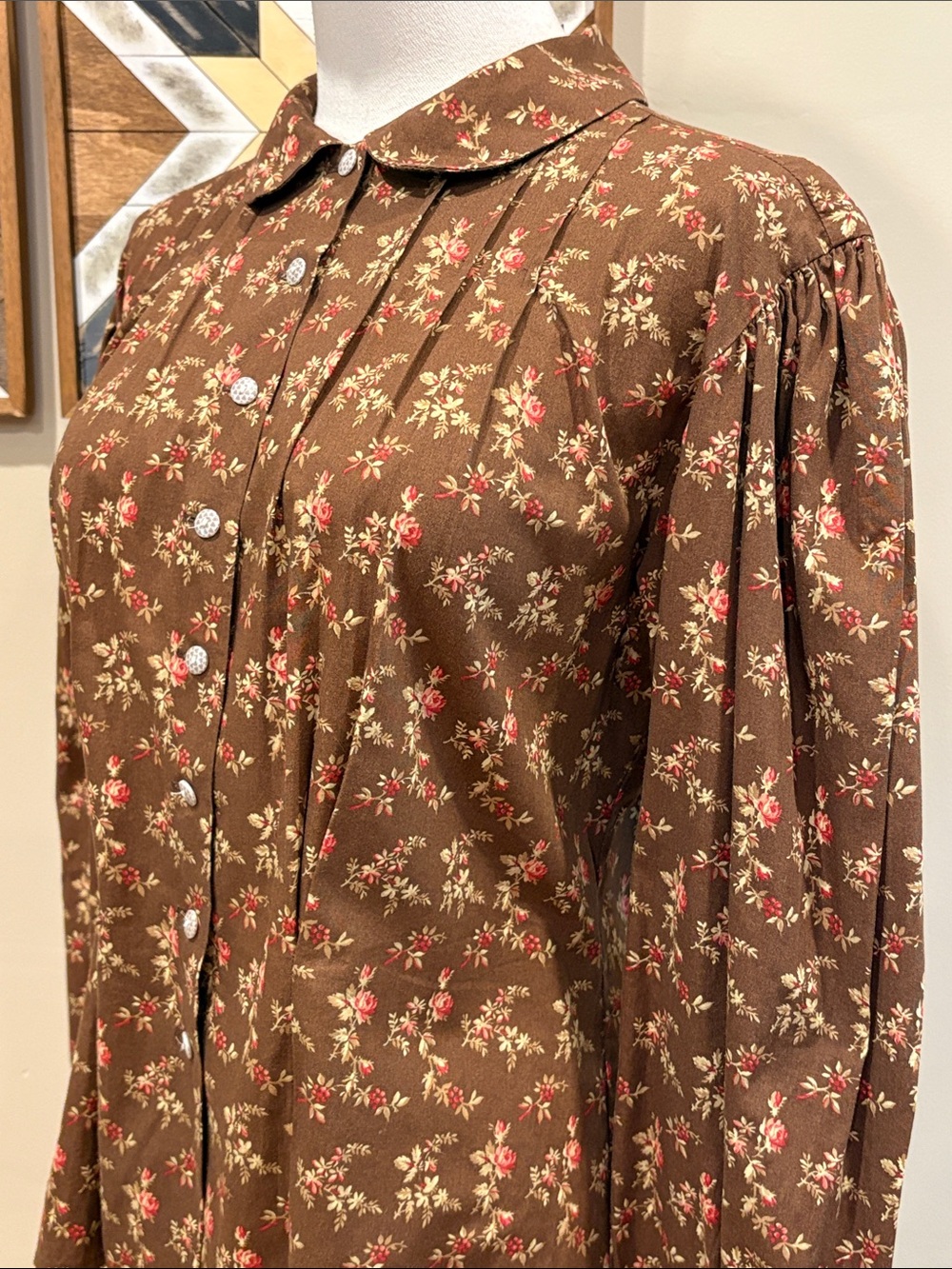 Vintage Ralph Lauren Country 90s Tailored Floral Cottagecore Puff Sleeve Blouse - Picture 6 of 12